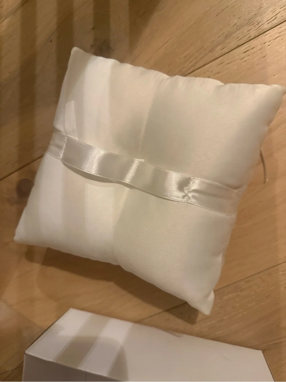 Celebrate It White Satin Ring Bearer Pillow with Rhinestone Accent